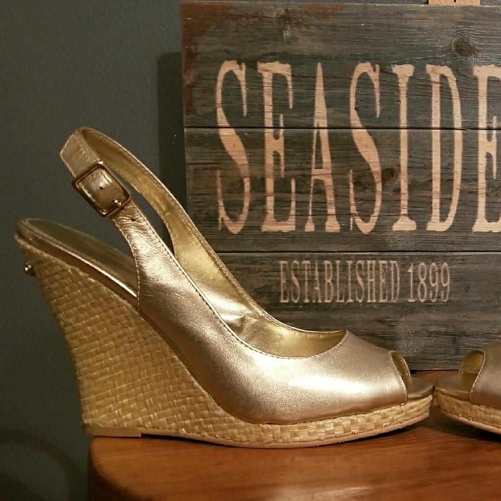 Lily Pulitzer Gold Wedges